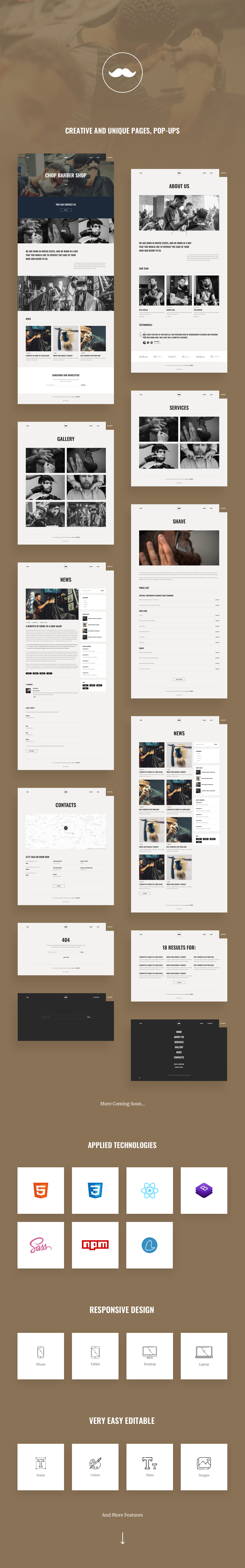 Chop – Barber Shop React JS Template | Bootstrap4