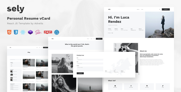 Sely – Personal Resume vCard React JS Template