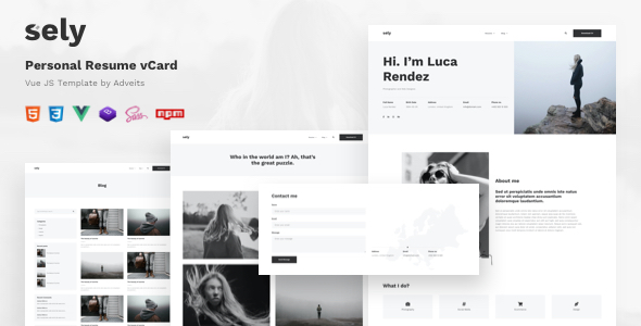 Sely – Personal Resume vCard Vue JS Template
